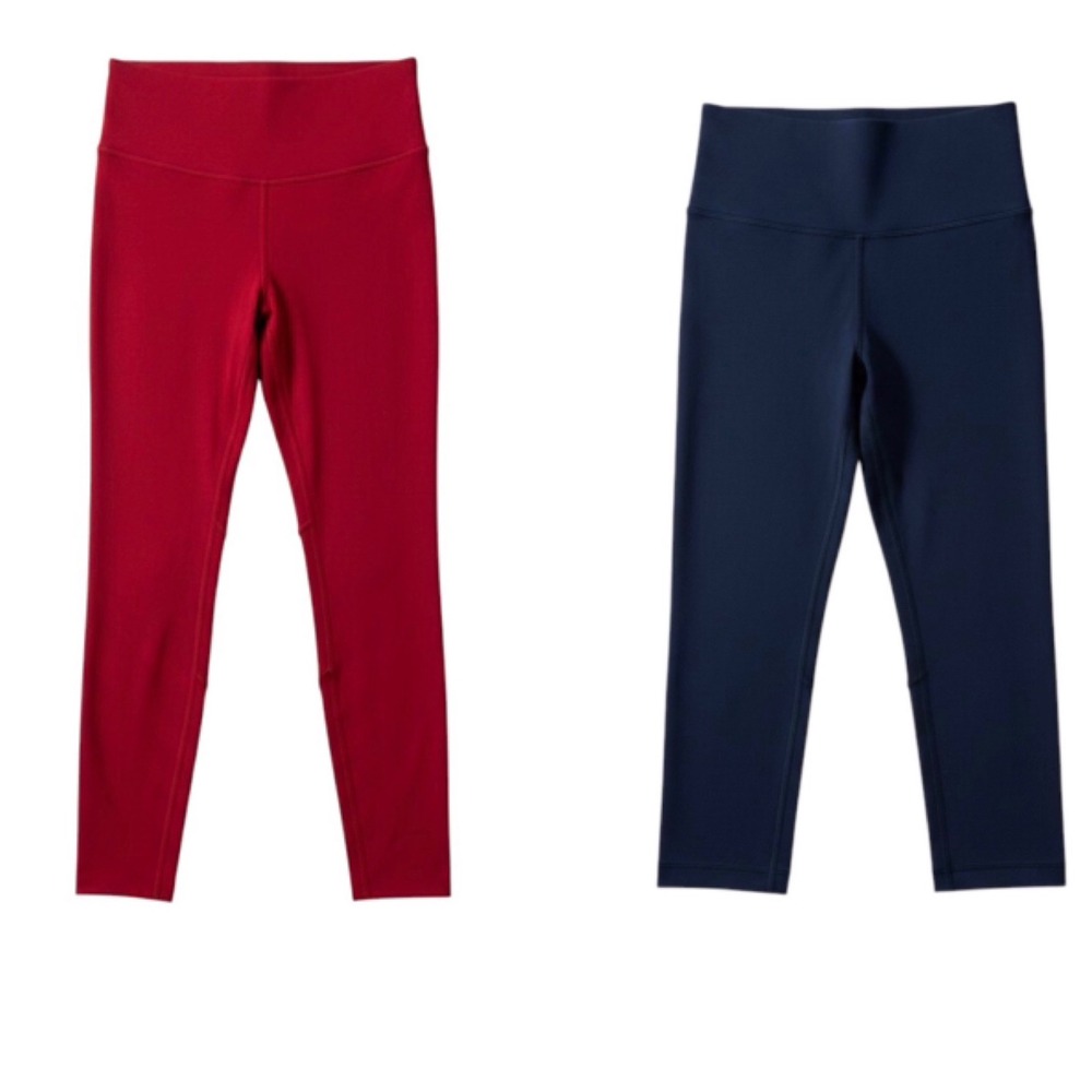 Lululemon Lot of 2 Leggings 4 Red Fast and Free Navy Wunder Under High Rise Yoga